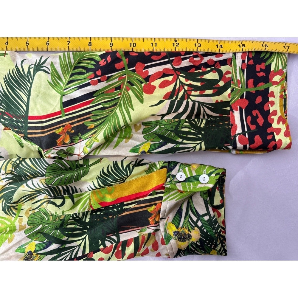 L'AGENCE Womens Floral Tropical 100% Silk‎ Button Down Shirt XS Excellent Resort - Picture 10 of 11